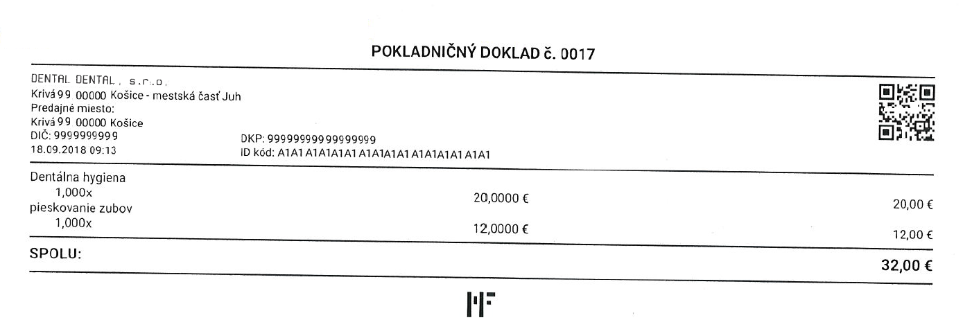 Doklad z virtuálnej pokladne Doklad z virtuálnej pokladne